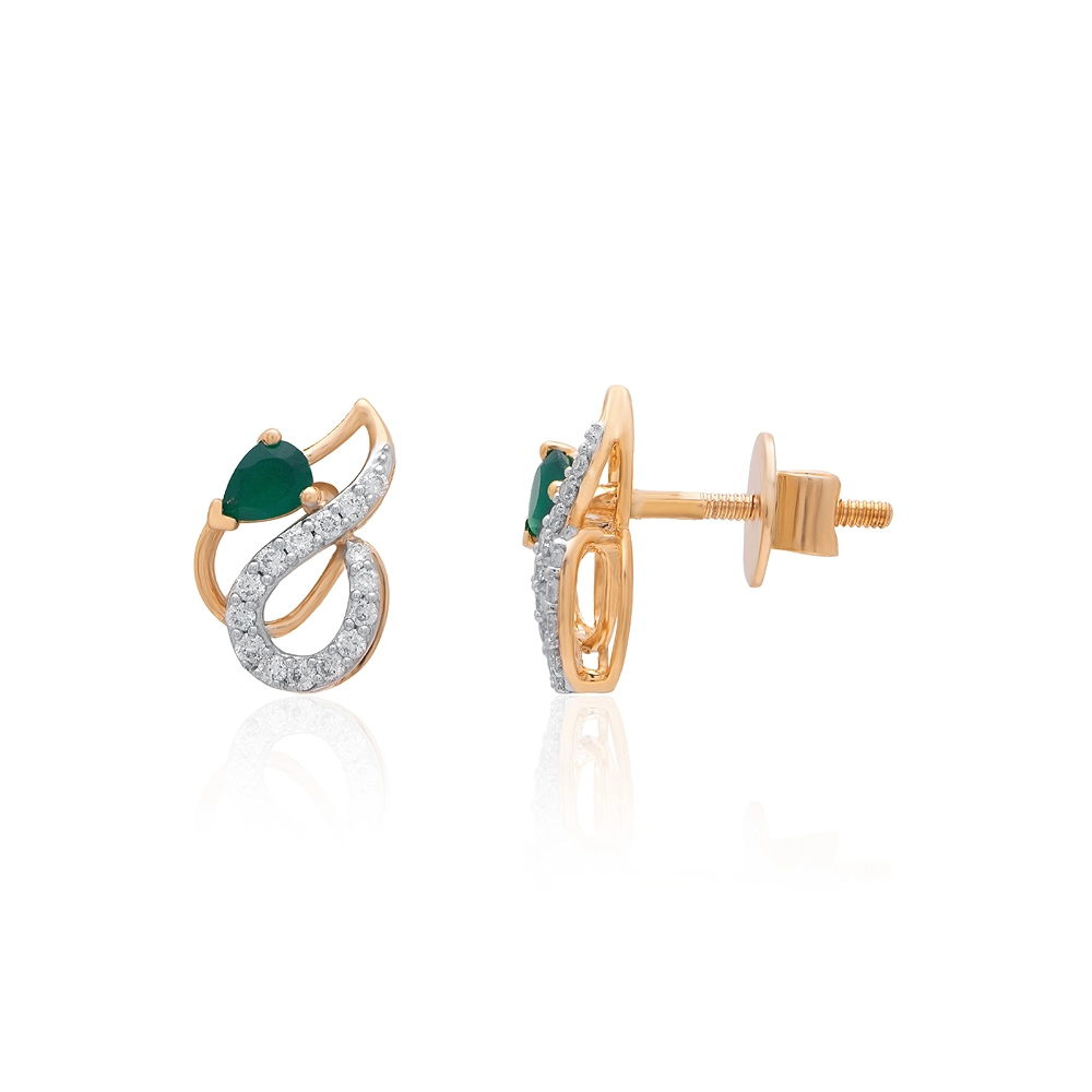 Yellow Gold Earrings APS00403E - Image 3